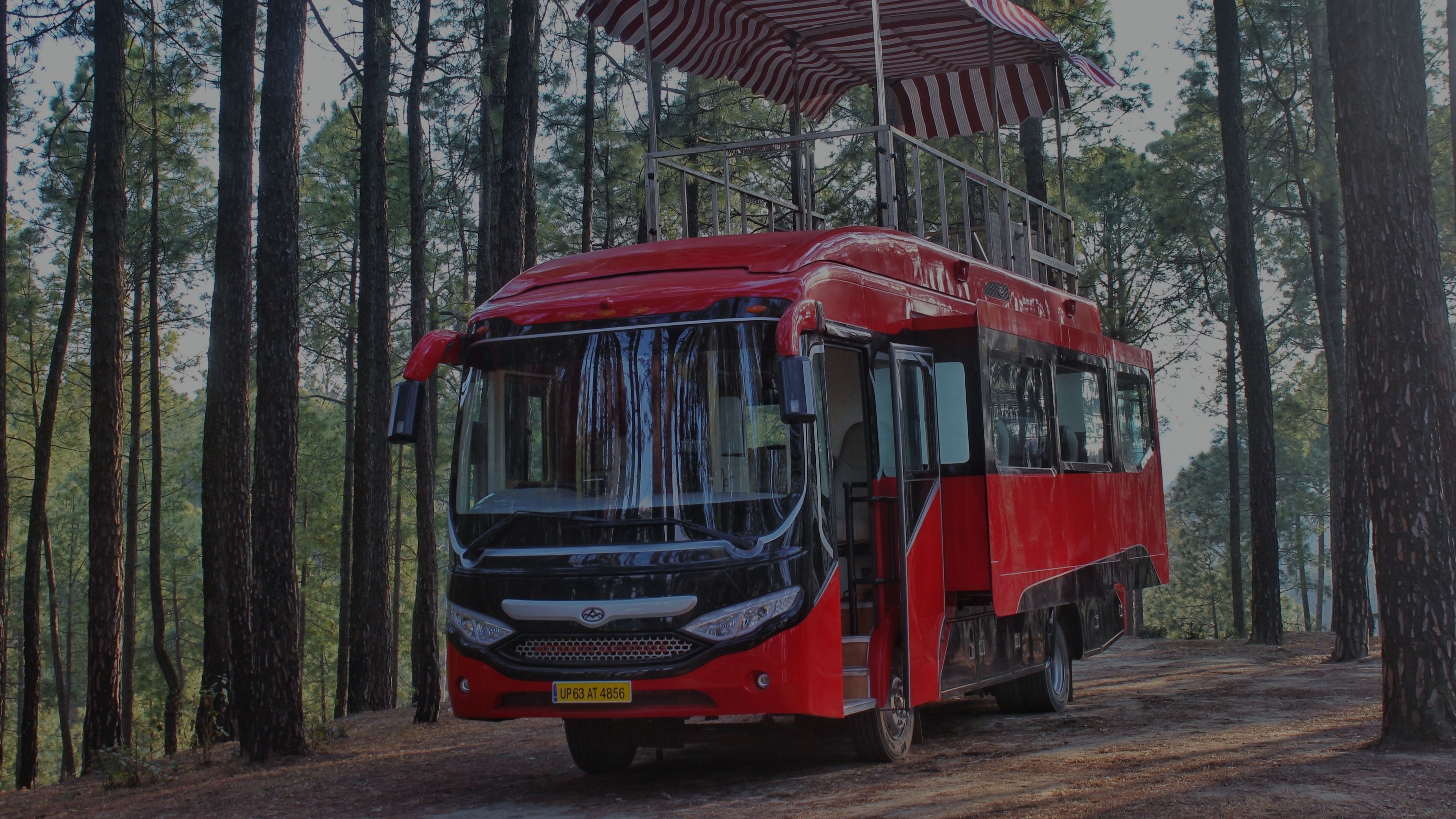 Campaign vehicle in the forest